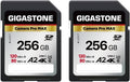 【5-Years Data Recovery】 GIGASTONE 256GB SD Card 2-Pack, 4K Camera Pro MAX, A2 4K SDXC Memory Card High Speed 4K UHD Video Compatible with Canon Kodak Digital Camera, with 2 Mini case