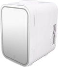 Asixxsix Mini Fridge, Quiet Dimmable LED Mirrored Beauty Fridge 8L Portable Electric Plug in Cooler & Warmer AC DC Small Refrigerator for Food, Drinks, Beauty & Makeup, Bedroom Car Office