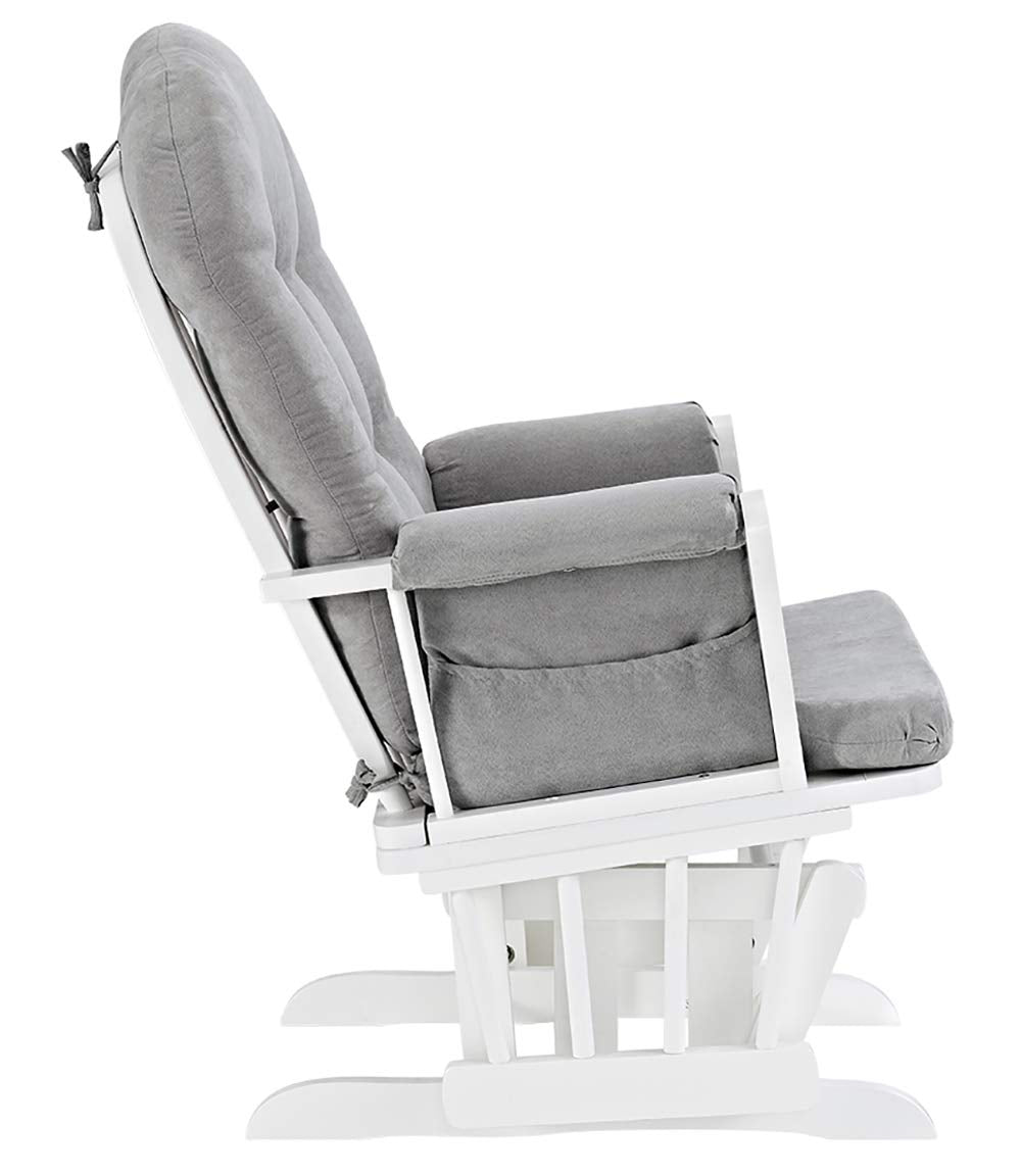 Windsor Glider and Ottoman, Polyester, Wood, Metal, White with Gray Cushion