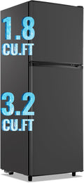 WANAI 5.0 Cu.Ft Fridge with Freezer, Dual Door Refrigerator with 7 Settings Temperature Adjustable, Small Fridge for Office Apartment and Home, Dark Gray