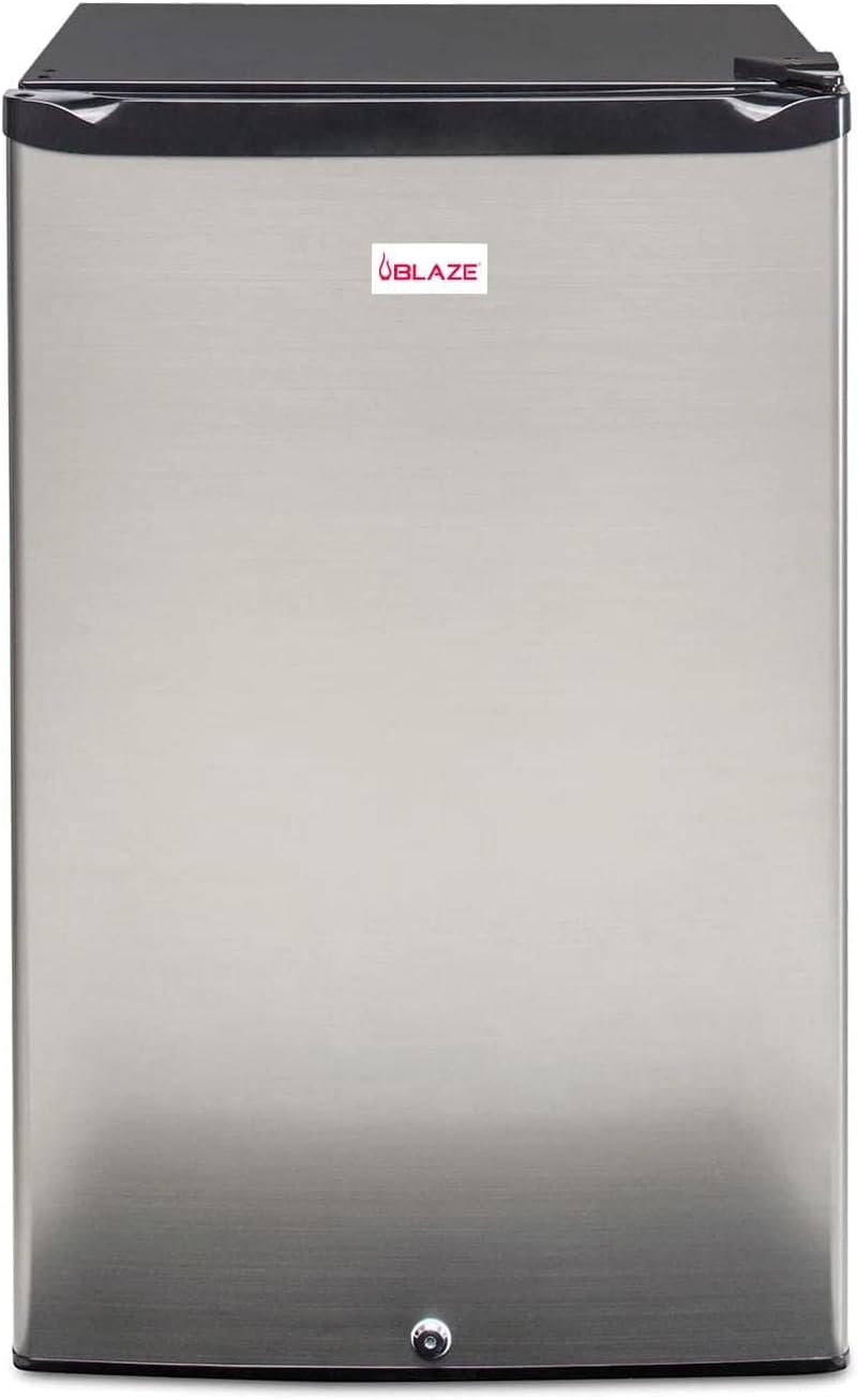 Blaze 20‑Inch Outdoor Rated Compact Refrigerator | 4.4 Cu Ft Stainless Steel Fridge with LED Lighting, Dial Thermostat, Reversible Door & Recessed Handle | BLZ‑SSRF‑126