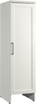 Sauder Homeplus Robot Vacuum Kitchen Pantry Storage Cabinet, Single Door with Adjustable Shelves, in Soft White