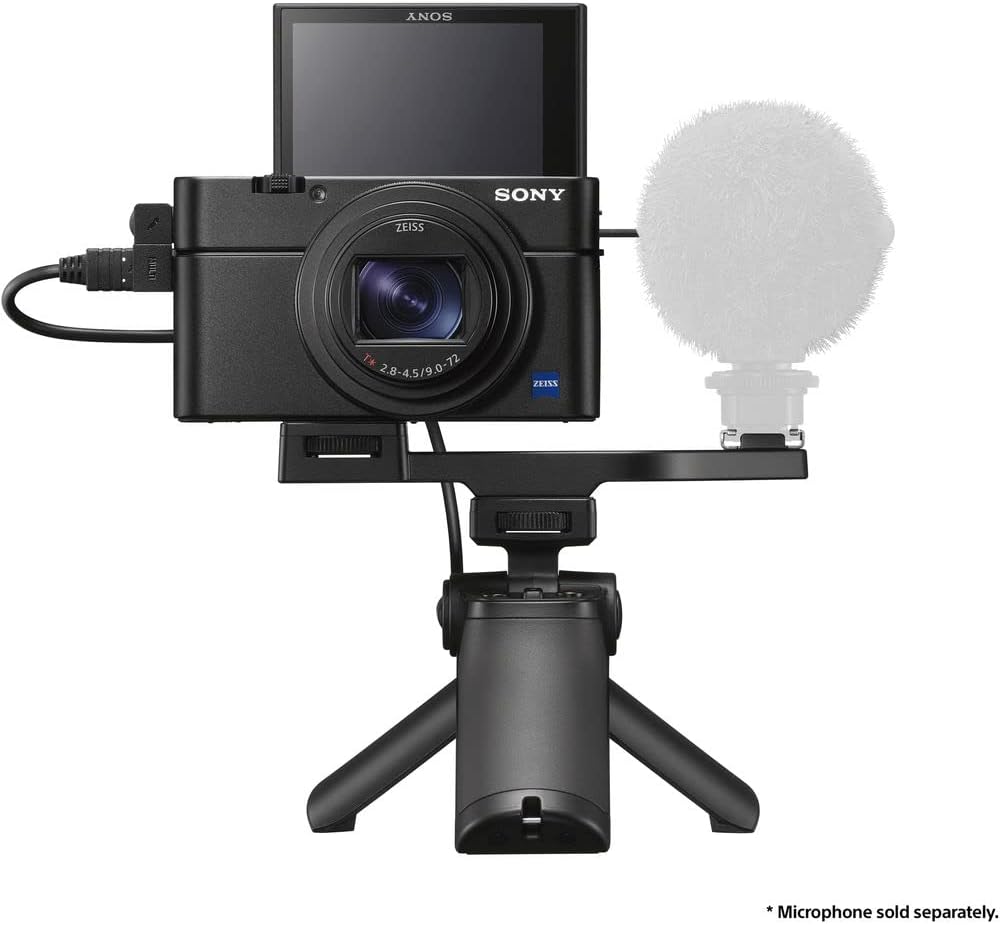 Sony Cyber-Shot DSC-RX100 VII Digital Camera with Shooting Grip Kit (DSC-RX100M7G) + 2 x 64GB Card + Case + 3 x NP-BX1 Battery + Card Reader + LED Light + Corel Photo Software + More (Renewed)