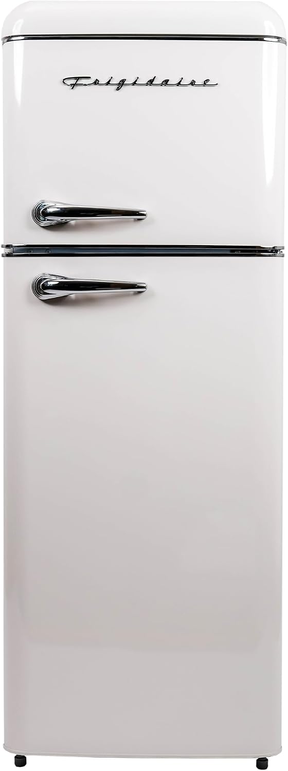 Frigidaire, 2 Door Apartment Size RETRO Refrigerator with Top Freezer, Chrome Handles, 7.5 cu ft