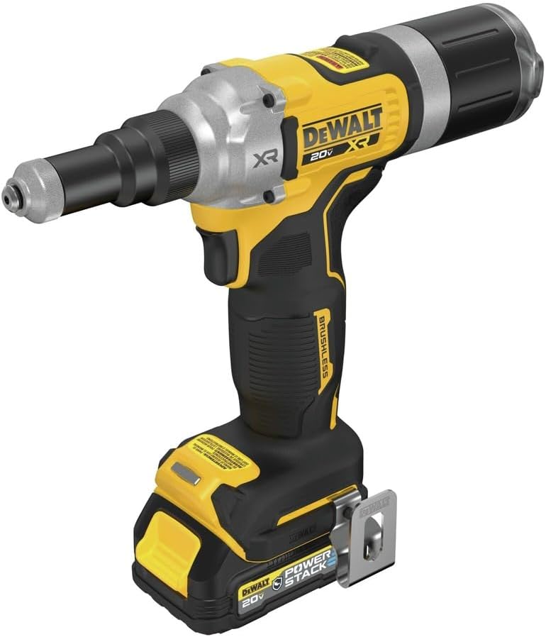DEWALT 20V MAX XR Cordless Rivet Tool, 1/4', Battery and Charger Included (DCF414GE2)