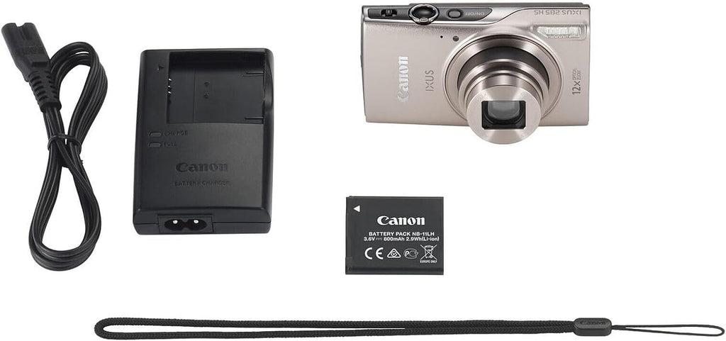 Canon PowerShot IXUS 285 HS 12X Optical Zoom Digital Camera (Silver) (1079C001) + NB11L Battery + 64GB Memory Card + Case + Charger + Card Reader + Flex Tripod + Cleaning Kit + Memory Wallet