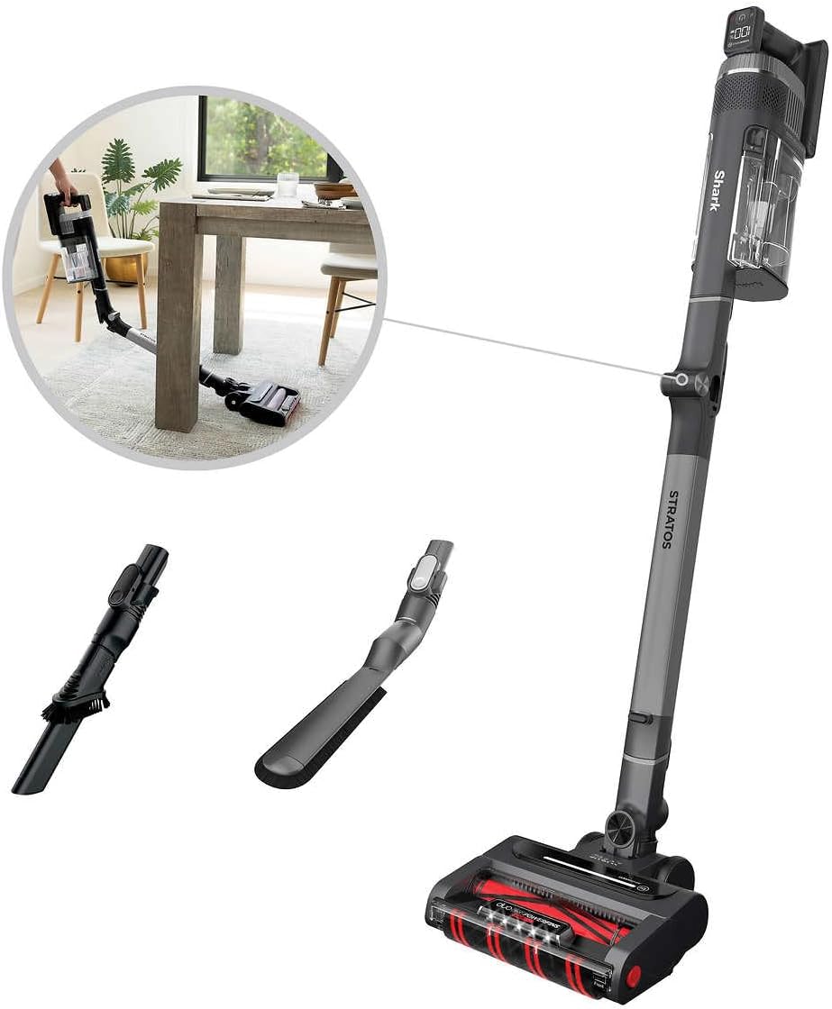 Shark UZ865H Stratos Cordless Vacuum with Clean Sense IQ, DuoClean PowerFins HairPro, Includes Duster Crevice Tool & Anti-Allergen Brush, Up to 50 Minute Runtime, Gray (Renewed)