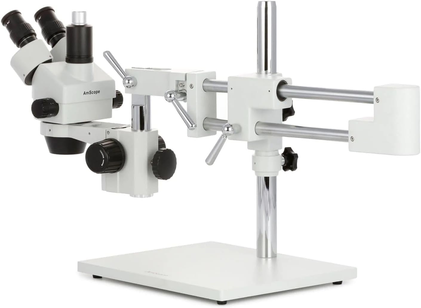 AmScope - 3.5X-180X Trinocular Stereo Microscope with 4-Zone 144-LED Ring Light and 10MP Camera - SM-4TZZ-144A-10M