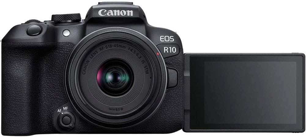 Canon EOS R10 Mirrorless Camera Kit with RF-S 18-45mm Lens | 24.2MP APS-C, 4K Video, Dual Pixel AF, 15fps Burst, Perfect for Beginner Photographers & Vloggers (5331C009) + 64GB Card + Shoulder Bag
