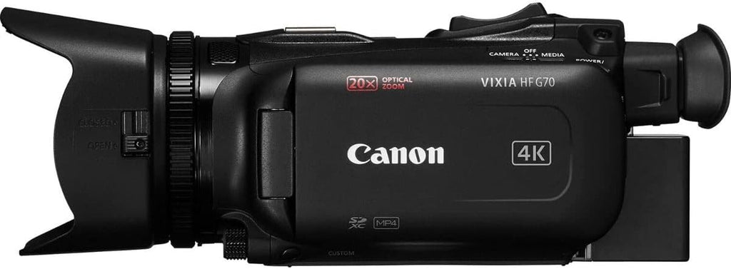 Canon VIXIA HF G70 Camcorder 1/2.3' 4K UHD CMOS Sensor 20x Optical Zoom, 800x Digital Zoom, Image Stabilization, HDMI, USB Live Streaming, Time Stamp On-Screen Display Recording