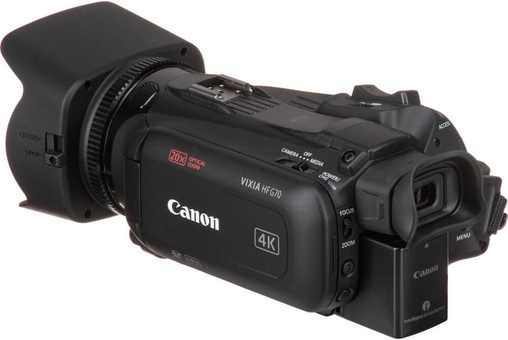 Canon VIXIA HF G70 4K Camcorder – UHD Video Camera with 20x Optical Zoom, 1/2.3' CMOS Sensor, Dual SD Slots & HDMI Output (5734C002) + Shoulder Bag + 64GB Memory Card