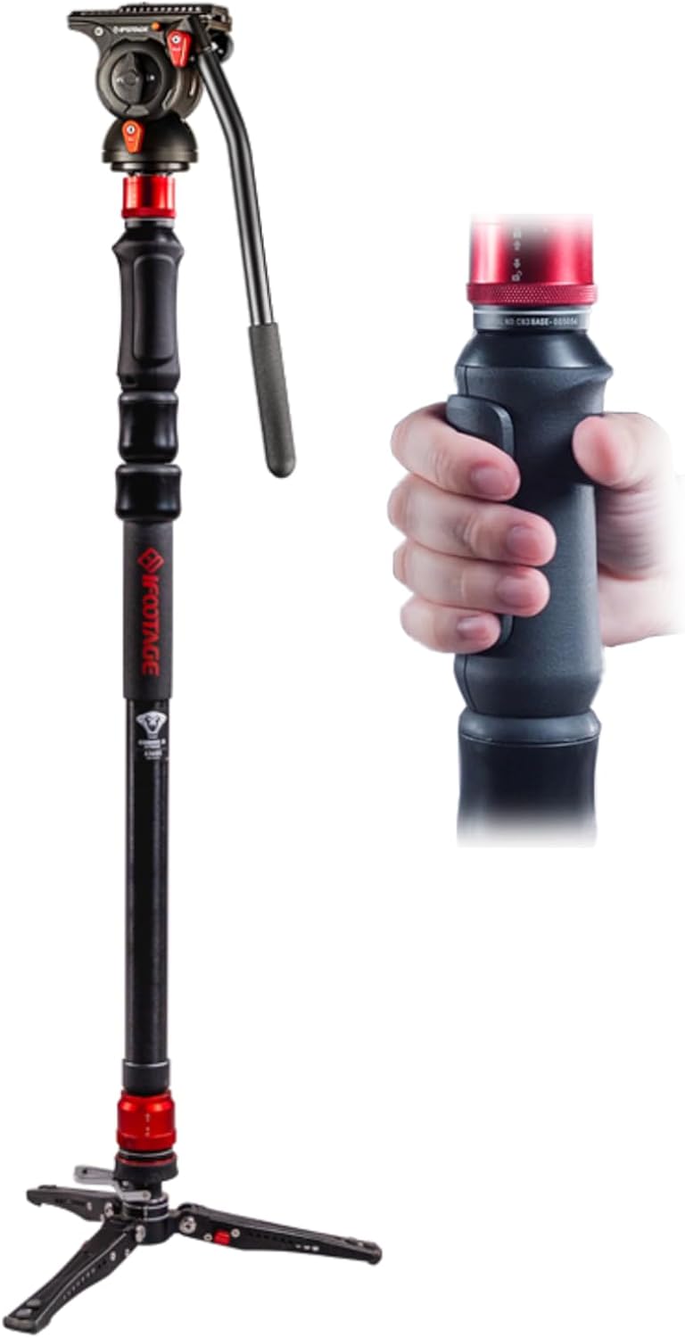 IFOOTAGE Monopod Cobra 3 Strike A150S+K5S, 59' Monopod for Camera Aluminum Travel Monopod with Feet, 1/4'' & 3/8'' Quick Release Compatible with Sony Canon Nikon DSLR Camera, Payload 11Lb