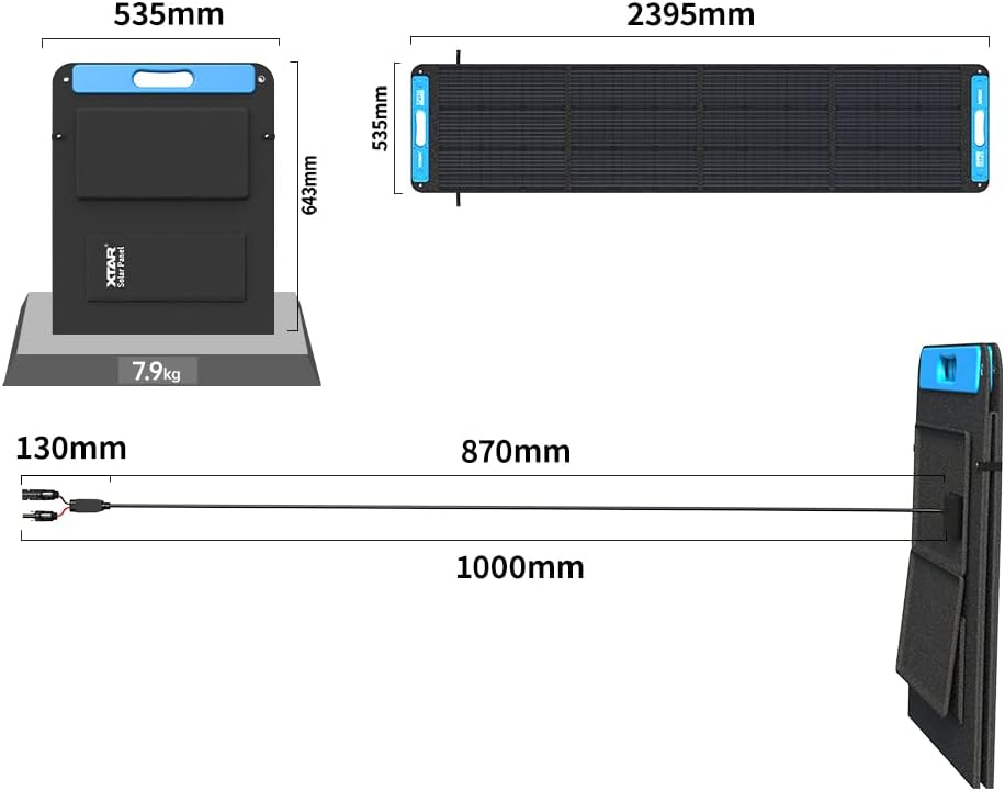 XTAR SP150 150W Portable Solar Panel for Power Station, Foldable Solar Charger with Adjustable Kickstand, Highly Efficient Panel for Outdoor Camping RV Off Grid System