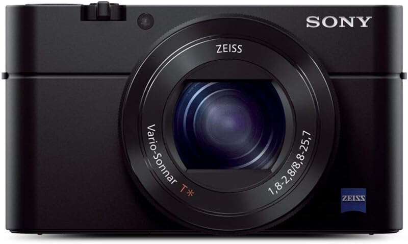Sony RX100 III 20.1 MP Premium Compact Digital Camera w/1-inch Sensor and 24-70mm F1.8-2.8 ZEISS Zoom Lens (DSCRX100M3/B), 6in l x 4.65in w x 2.93in h, Black