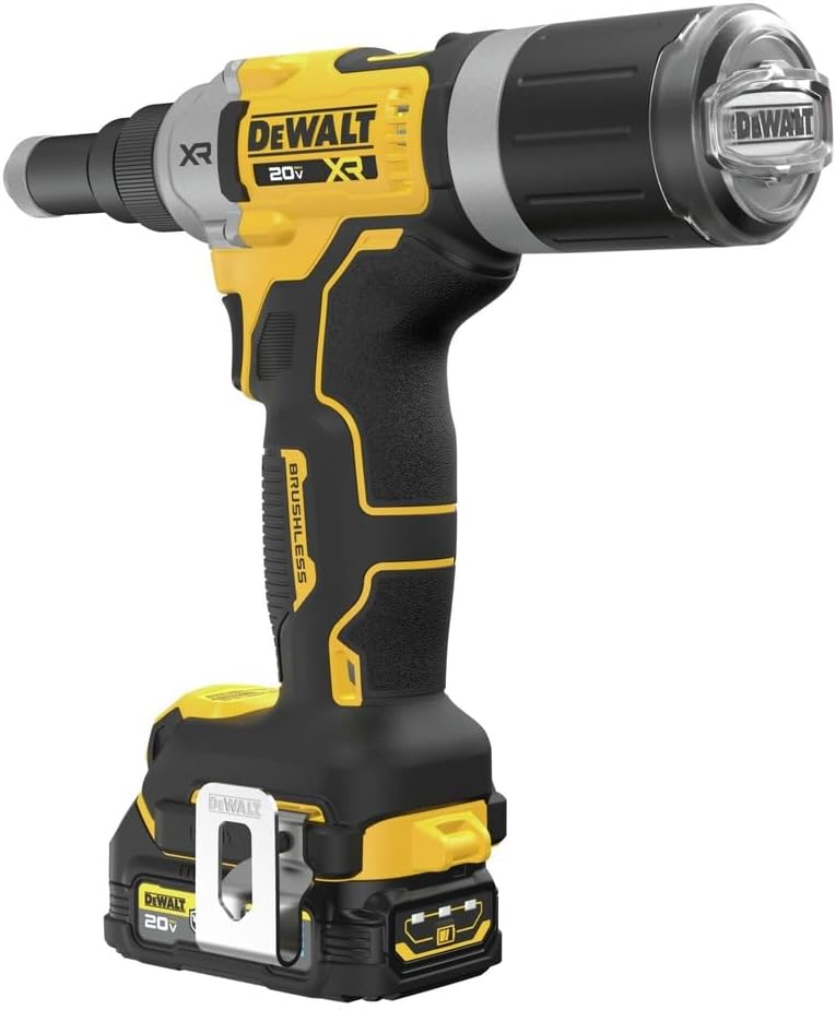 DEWALT 20V MAX XR Cordless Rivet Tool, 1/4', Battery and Charger Included (DCF414GE2)