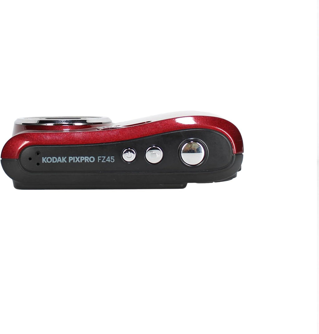 Kodak Pixpro FZ45 Digital Camera (Red) Bundle Including: 64 GB Memory Card, Rechargeable Batteries, Flexible Tripod, Card Reader, Card Wallet, Hand Strap, Full Cleaning Kit