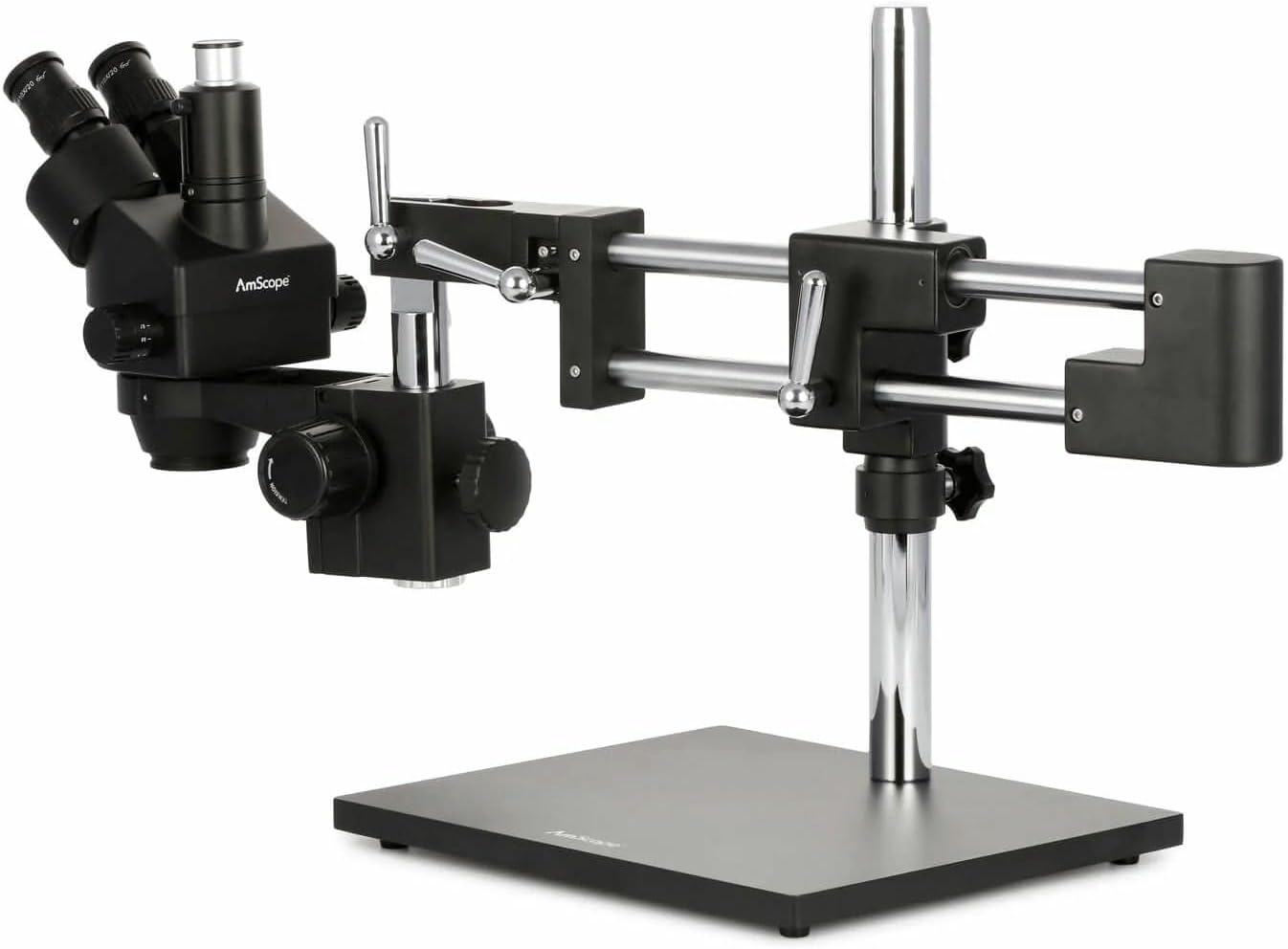 AmScope - 3.5X-180X Trinocular Stereo Zoom Microscope with Black Double Arm Boom Stand - SM-4TZZ-B