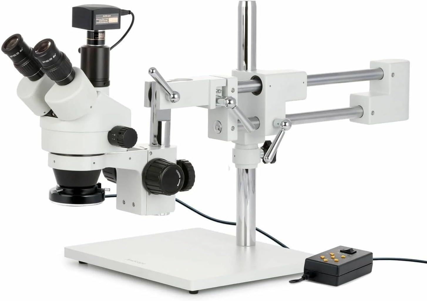 AmScope SM-4 Trinocular Zoom Microscope, 3.5X-180X, w/ 144 LED Ring Light & 18MP USB 3.0 Camera