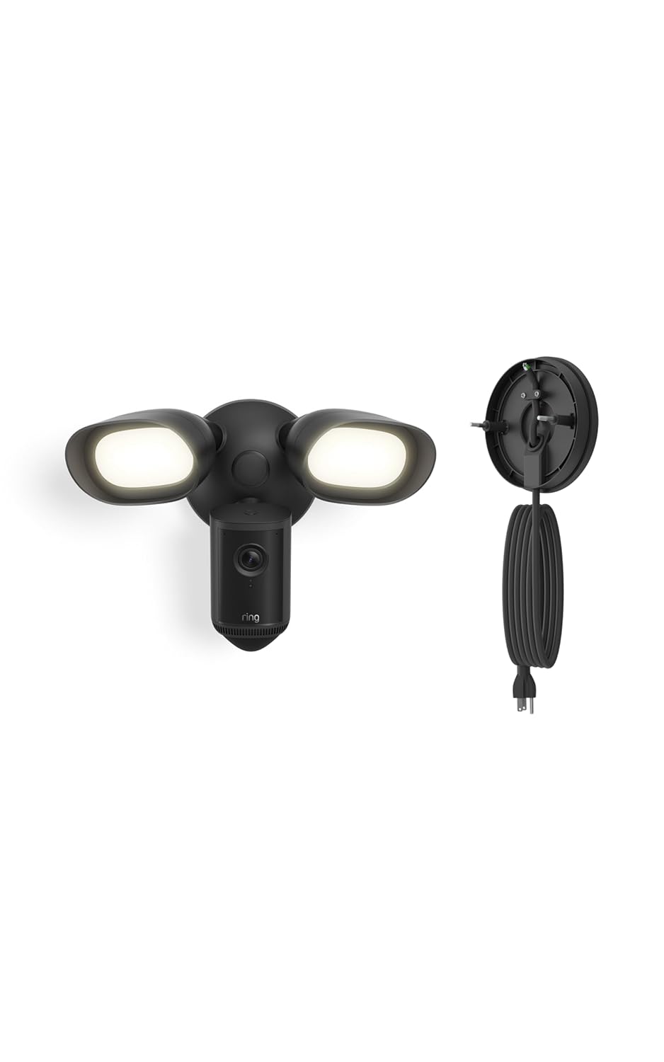 Ring Floodlight Cam Pro (Newest Model), Black with Plug-In Mount, Black