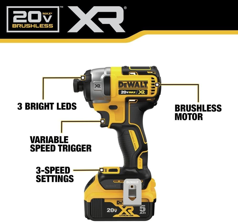 DEWALT 20V MAX XR Drywall Screw Gun and Impact Driver, Power Tool Combo Kit, 2 Batteries and Charger Included (DCK268P2)