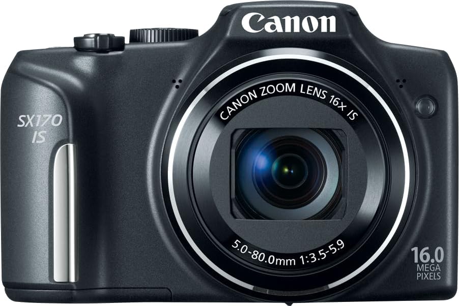 CANON PowerShot SX170 IS 3-Inch LCD 16 Megapixel Compact Digital Camera - Black (Renewed)