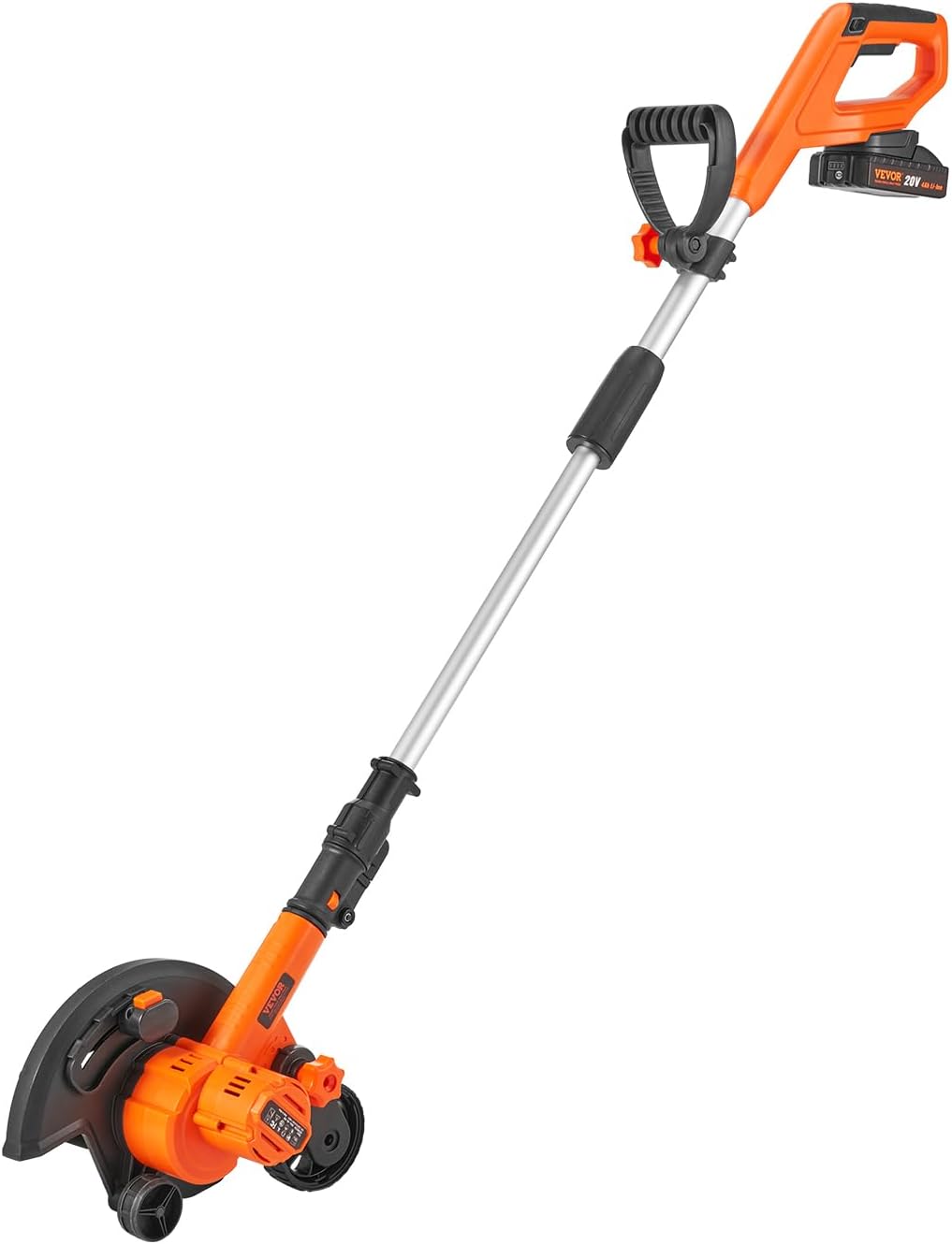 VEVOR Lawn Edger, 9-inch Large Blade, 20 V Battery Powered Cordless Edger Lawn Tool with 3-Position Blade Depth, Adjustable Handle, with Battery and Charger, for Lawns, Driveways, and Sidewalk Edges