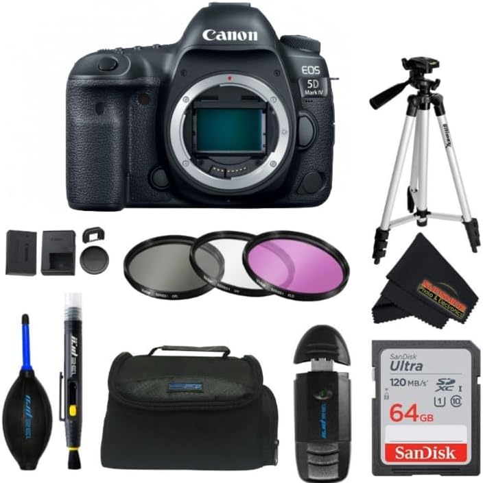 Canon EOS 5D Mark IV Full Frame Digital SLR (Body Only) (Camera (Body Only) w/Sunshine Advanced Accessories Bundle)