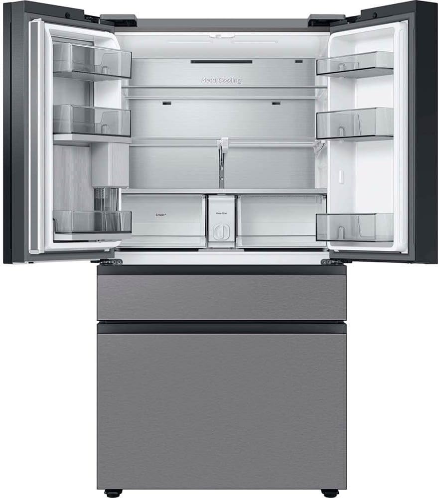 Samsung 29 Cu. Ft. Bespoke 4-Door French Door Refrigerator with Beverage Center, Stainless Steel, RF29BB8600QLAA