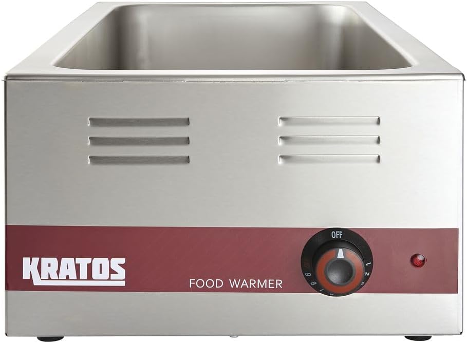 Kratos Commercial Electric Countertop Food Warmer |Large 4/3 Size Portable Steam Table Food Warmer for Catered Events |Stainless Steel | 120V, 1500 Watts (28W-532)