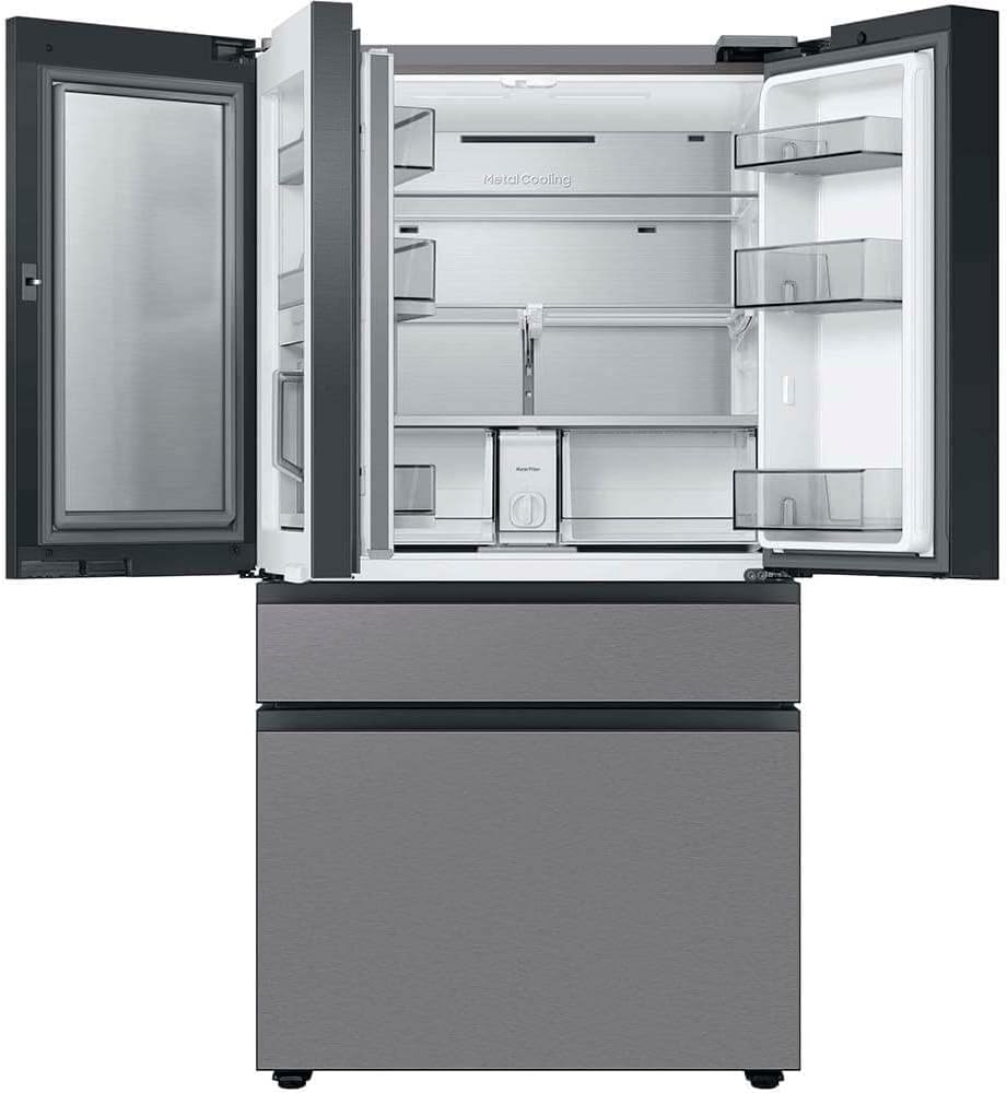 Samsung 29 Cu. Ft. Bespoke 4-Door French Door Refrigerator with Beverage Center, Stainless Steel, RF29BB8600QLAA