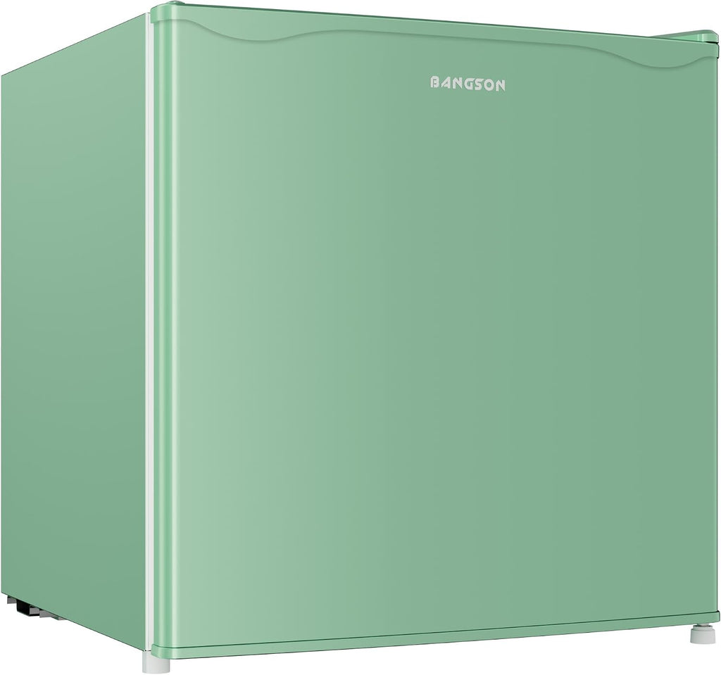 BANGSON 1.7 Cu.Ft Mini Fridge with Freezer for Dorm, Compact Refrigerator Office, Energy Saving Small Fridge Reversible Single Door, Low Noise for Bedroom Small Apartment, Green