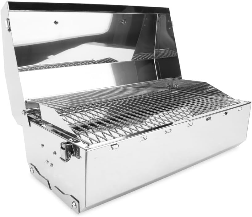 Kuuma Stow and Go Propane Tabletop and Mountable Grill - Stainless Steel Gas Grill with Foldable Legs | Great for Camping, Boating, Picnics, Barbeques & More |13,000 BTUs - (58130)