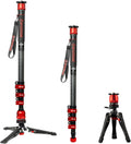 IFOOTAGE Monopod Cobra 3 C180F-P, 71' Monopod for Camera Carbon Fiber Travel Monopod with Feet, 1/4'' & 3/8'' Quick Release Compatible with Sony Canon Nikon DSLR Camera, Payload 17.6Lb