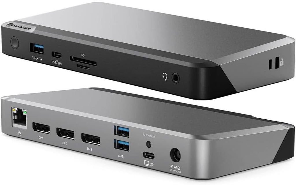 ALOGIC MX3 4K Triple Display 11-in-1 Docking Station with 100W Laptop Charging for windows, 3x DisplayPort, 3x USB-A, USB-C, 3.5mm TRRS Audio/Microphone Jack, RJ45 Ethernet, SD & Micro SD Card Reader.