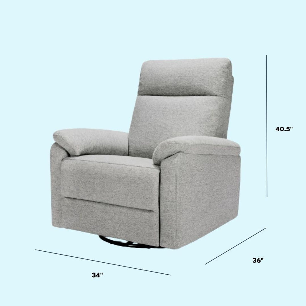 Suzy Glider Recliner Nursery Chair - Glider Rocking Chair for Nursery and Living Room - GREENGUARD Gold, FSC & Certi-PUR US Certified - 360° Swivel Rocker Recliner Chair (Frost Grey)