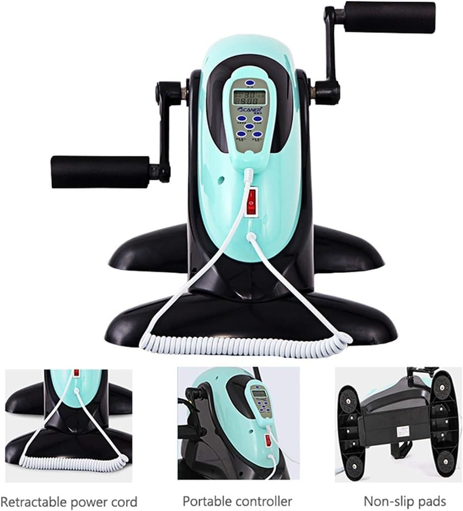 Motorized Leg and Arm Pedal Exerciser Mini Exercise Bike with Bonus Mat, Fitness Electric 4-Speed Adjustable for Home and Office