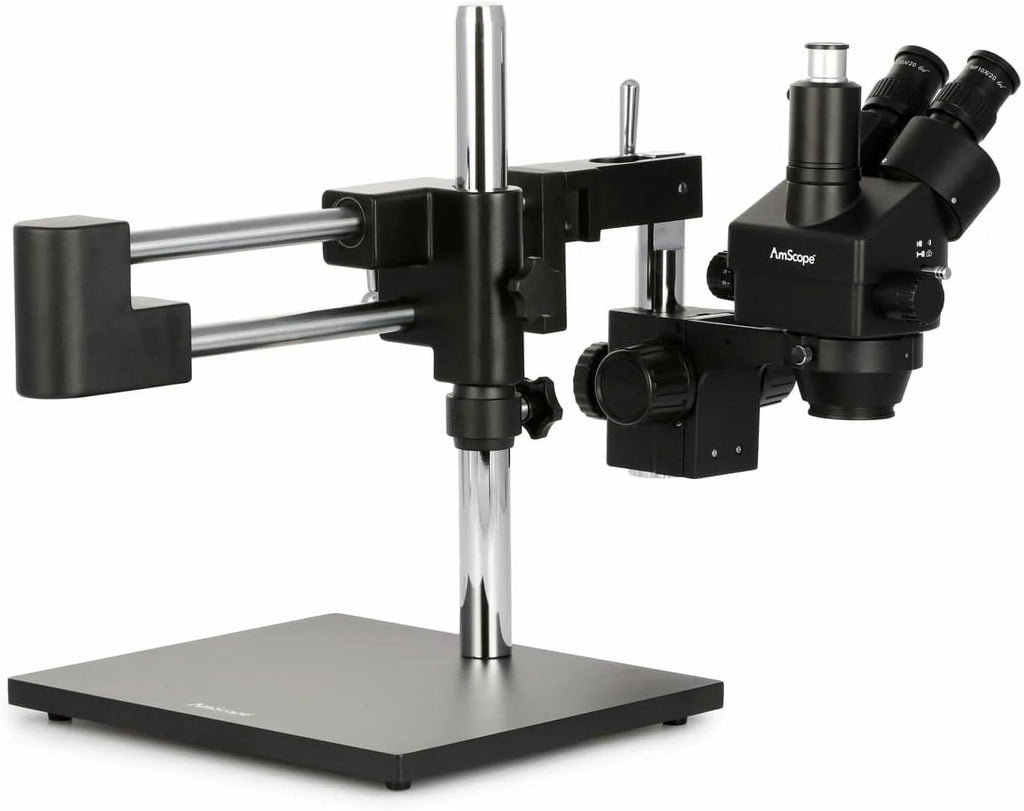 AmScope - 3.5X-180X Trinocular Stereo Zoom Microscope with Black Double Arm Boom Stand - SM-4TZZ-B