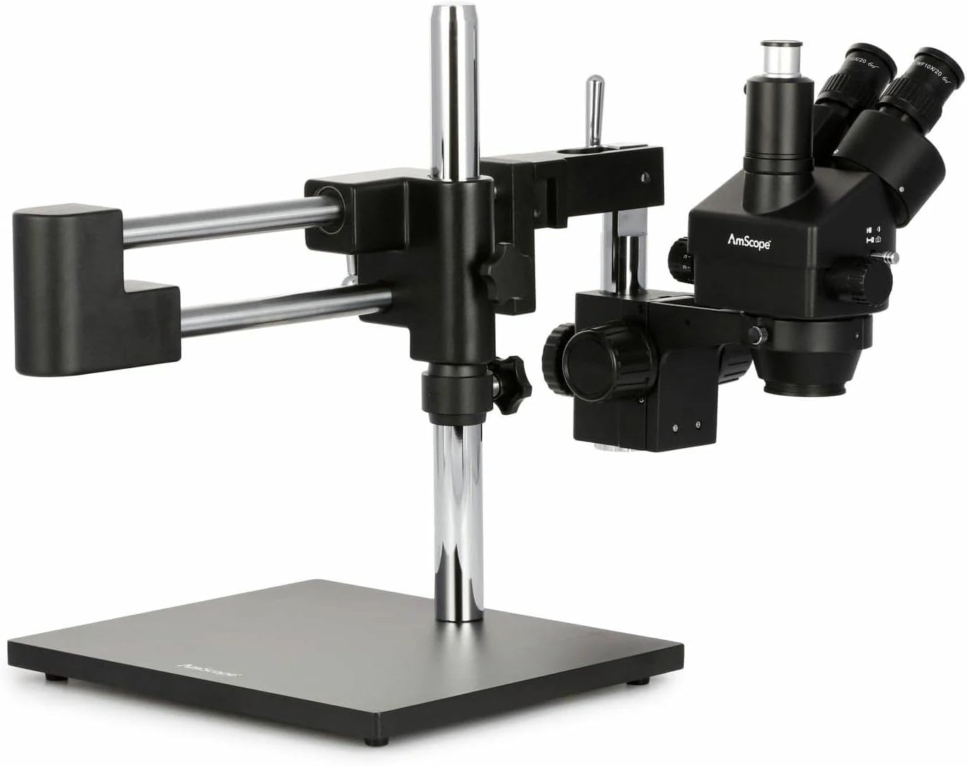 AmScope - 3.5X-180X Trinocular Stereo Zoom Microscope with Black Double Arm Boom Stand - SM-4TZZ-B