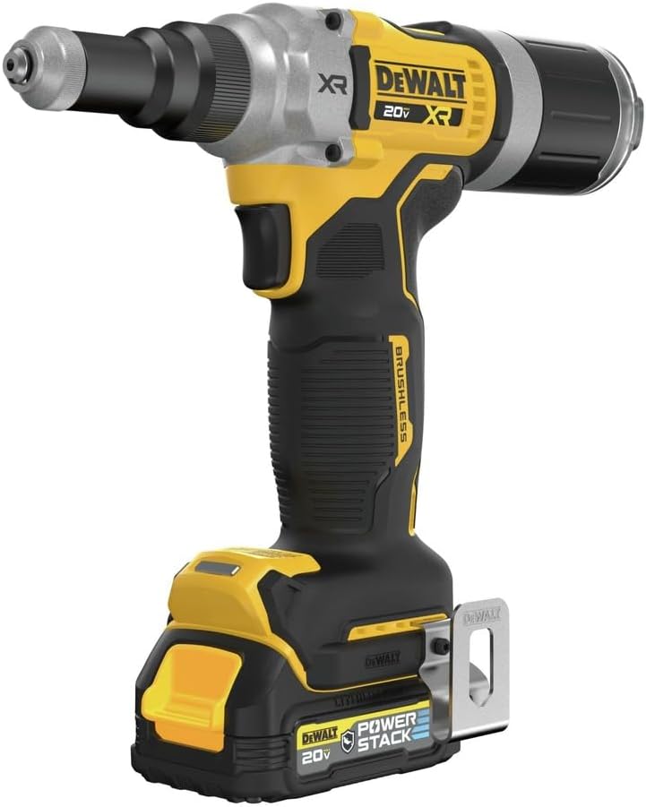 DEWALT 20V MAX XR Cordless Rivet Tool, 1/4', Battery and Charger Included (DCF414GE2)