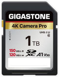 【5-Years Data Recovery】 GIGASTONE 1TB SDXC Memory Card 4K Pro Series Camera Transfer Speed Up to 150MB/s Compatible with Canon Camcorder, A1 V30 UHS-I Class 10 for 4K UHD Video
