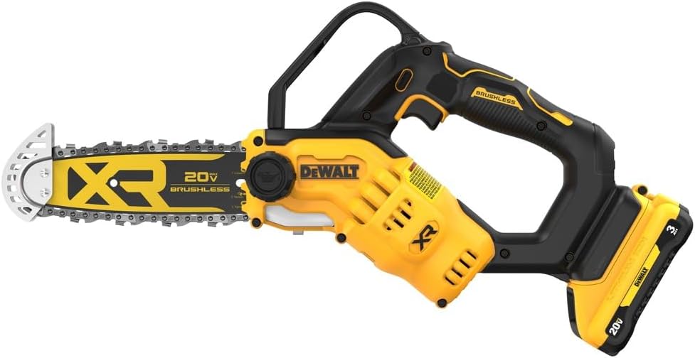 DEWALT 20V MAX 8 inch Brushless Cordless Pruning Chainsaw with 3 Ah Battery Included (DCCS623L1)
