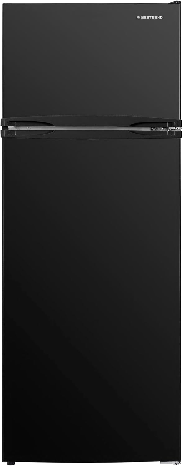West Bend Apartment Refrigerator Freestanding Reversible Dual Doors Full Fridge with Freezer, Full-Range Temperature Control with Adjustable and Removable Door Bins and Shelves, 7.5-Cu.Ft, Black