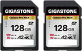 【5-Years Data Recovery】 GIGASTONE 128GB SD Card 2-Pack, 4K Camera Pro MAX, A2 4K SDXC Memory Card High Speed 4K UHD Video Compatible with Canon Kodak Digital Camera, with 2 Mini case