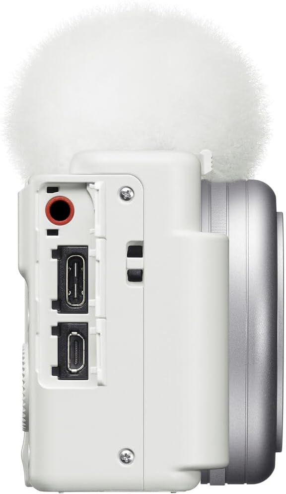 Sony ZV‑1F/W Vlog Camera in White | 20.1 MP 1‑Inch Exmor RS Sensor Compact Creator Camera (White) (ZV1F/W) + Filter Kit + 64GB Card + Card Reader + Bag + Flex Tripod + Cleaning Kit