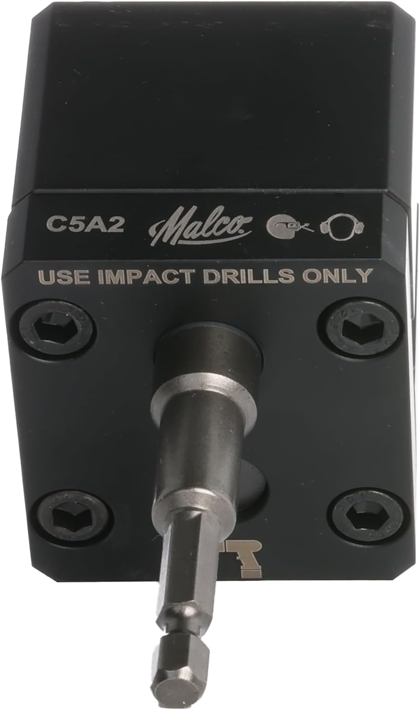 Malco C5A2 TurboCrimper® IMPACT Driver Attachment – 78% Faster Than Manual Crimping | 30–24 Gauge Round Duct & Spiral Duct | 1/4' Hex Chuck | No Setup | Fits 12V+ Cordless Impact Drivers