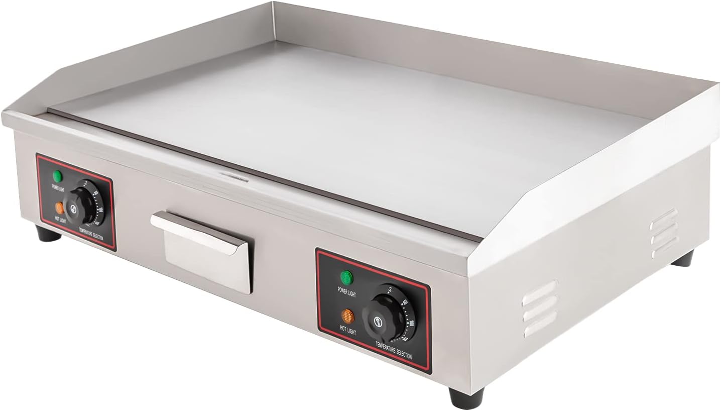 30' Commercial Electric Griddle, 110V 3000W Electric BBQ Countertop Griddle Flat Top Grill Hot Plate Adjustable Thermostatic Control Stainless Steel Restaurant Grill for Kitchen