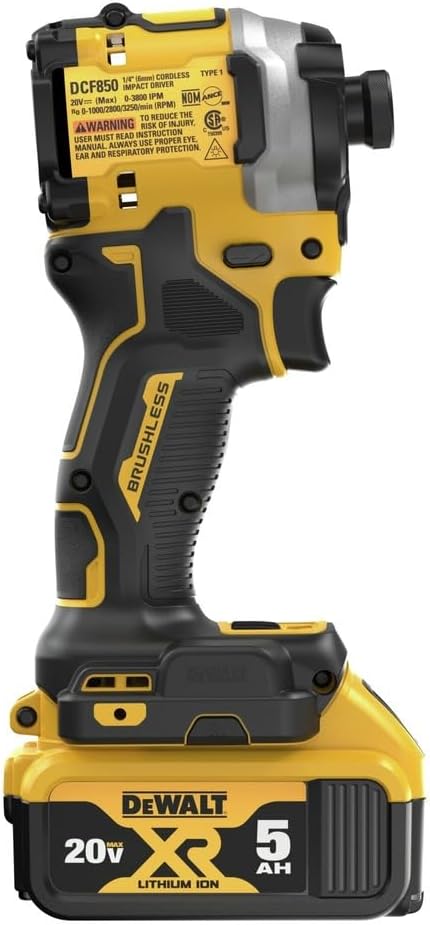 DEWALT DCF850P1R 20V MAX ATOMIC Lithium-Ion Brushless 3-Speed 1/4 in. Cordless Impact Driver Kit (5 Ah) (Renewed)