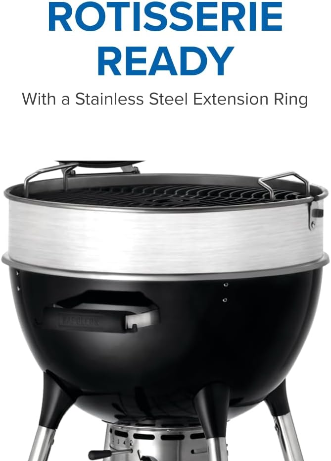 Napoleon PRO22 Professional Charcoal Kettle Grill, Black, Porcelain-Enameled Lid and Bowl, Chrome-Plated Cooking Grid