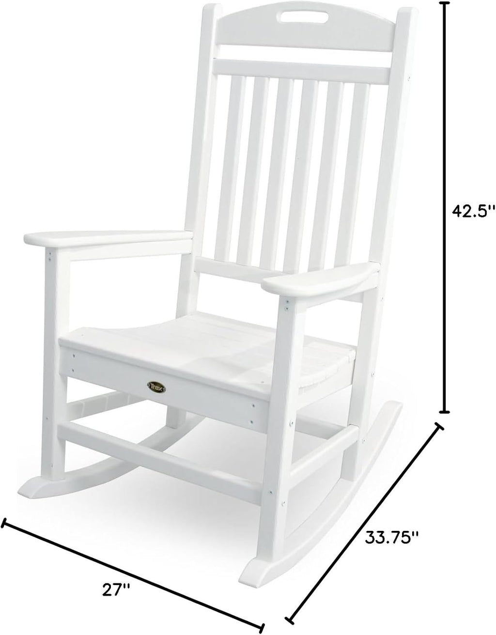 Trex Outdoor Furniture by Polywood Yacht Club Rocker Chair, Classic White (TXR100CW)