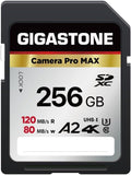【5-Years Data Recovery】 GIGASTONE 256GB SD Card, 4K Camera Pro MAX, A2 4K SDXC Memory Card High Speed 4K UHD Video Compatible with Canon Kodak Digital Camera, with 1 Mini case